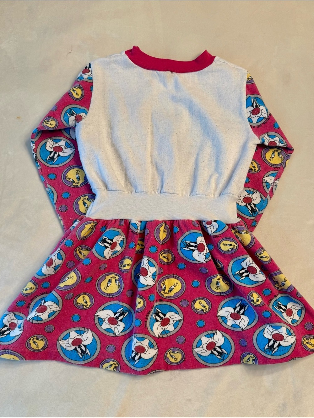 Vintage 1993 Tweety & Sylvester Pink Cartoon Sweatshirt Dress - Picture 13 of 16
